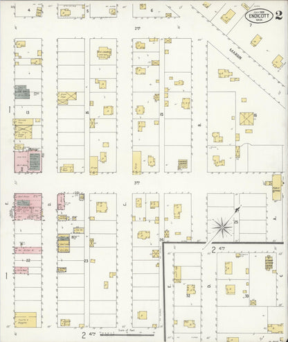 Sanborn Fire Insurance Map from Endicott, Whitman County, Washington (1908), Sheet #0002 - Complete Map Set gallery image, historic Sanborn map, vintage wall art, Washington Washington