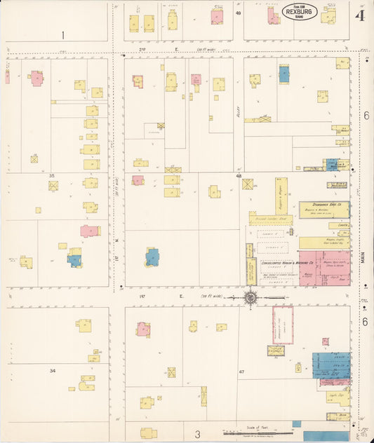 Sanborn Fire Insurance Map from Rexburg, Madison County, Idaho (1918), Sheet #0004 - Historic Sanborn Fire Insurance Map Print, vintage old map wall art, antique decor, genealogy gift, Idaho Idaho map