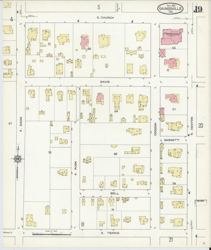 Sanborn Fire Insurance Map from Gainesville, Cooke County, Texas (1913), Sheet #0019 - Complete Map Set gallery image, historic Sanborn map, vintage wall art, Texas Texas