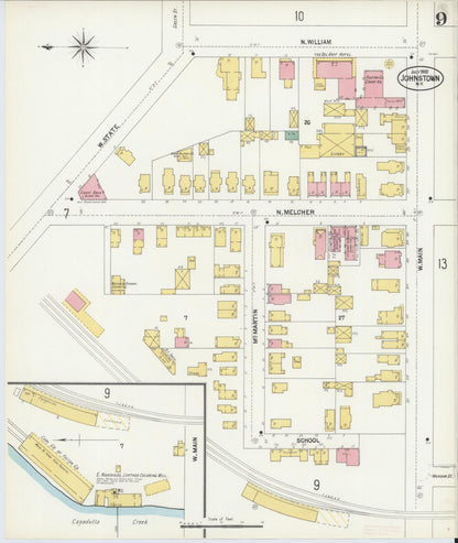 Sanborn Fire Insurance Map from Johnstown, Fulton County, New York (1902), Sheet #0009 - Complete Map Set gallery image, historic Sanborn map, vintage wall art, New York New York