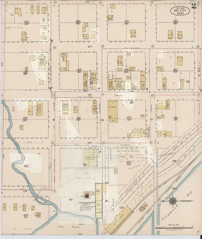 Sanborn Fire Insurance Map from Bay City, Tillamook County, Oregon (1928), Sheet #0002 - Complete Map Set gallery image, historic Sanborn map, vintage wall art, Oregon Oregon
