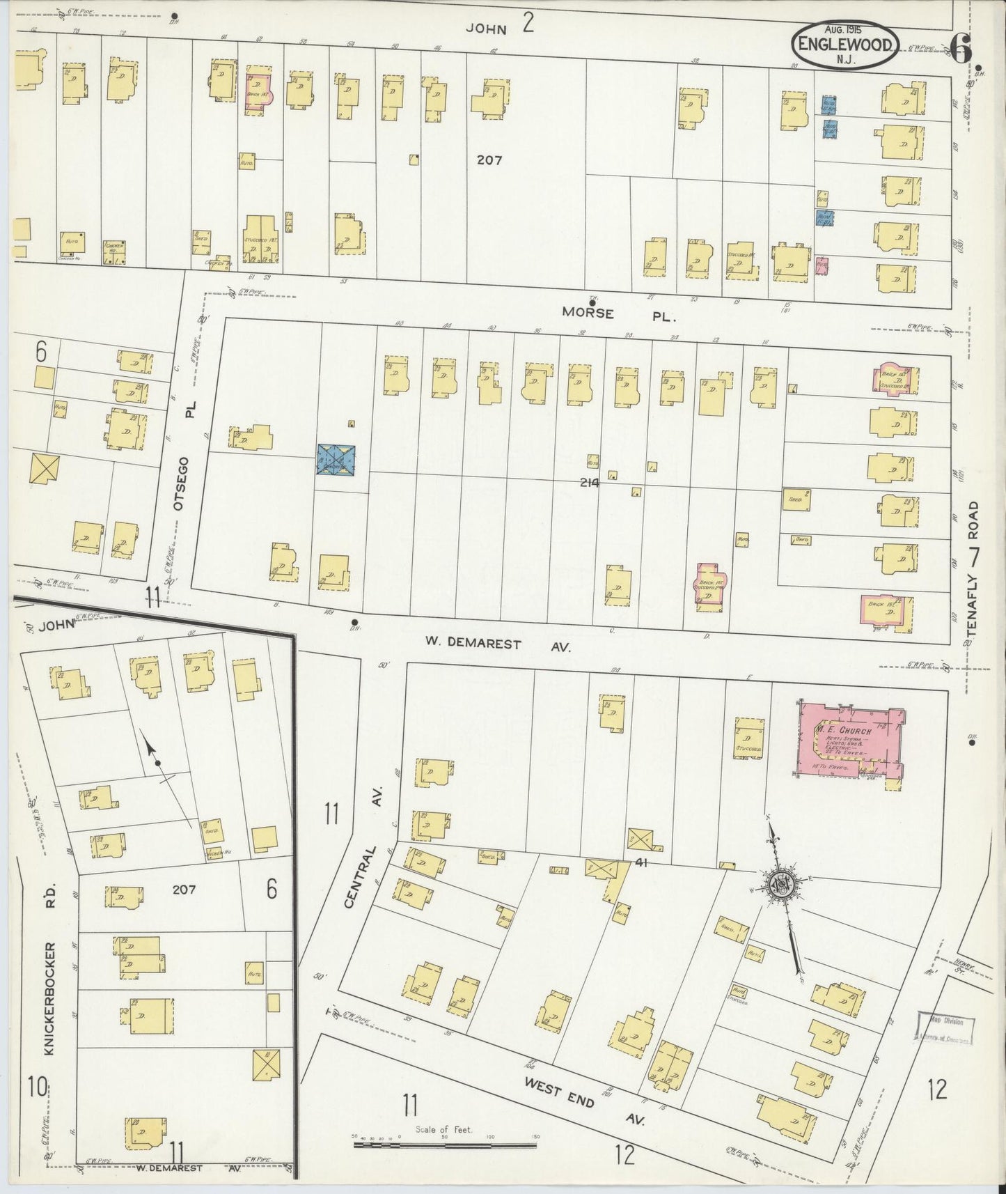 Sanborn Fire Insurance Map from Englewood, Bergen County, New Jersey (1915), Sheet #0006 - Complete Map Set gallery image, historic Sanborn map, vintage wall art, New Jersey New Jersey