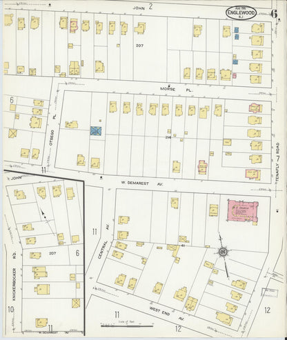 Sanborn Fire Insurance Map from Englewood, Bergen County, New Jersey (1915), Sheet #0006 - Complete Map Set gallery image, historic Sanborn map, vintage wall art, New Jersey New Jersey