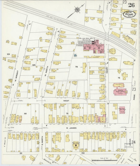 Sanborn Fire Insurance Map from Rome, Oneida County, New York (1909), Sheet #0026 - Historic Sanborn Fire Insurance Map Print, vintage old map wall art, antique decor, genealogy gift, New York New York map