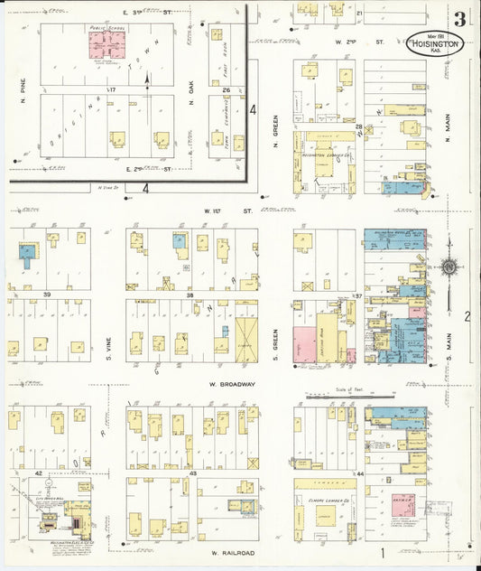 Sanborn Fire Insurance Map from Hoisington, Barton County, Kansas (1911), Sheet #0003 - Historic Sanborn Fire Insurance Map Print, vintage old map wall art, antique decor, genealogy gift, Kansas Kansas map