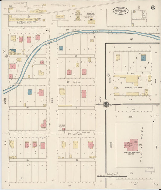 Sanborn Fire Insurance Map from Wheatland, Platte County, Wyoming (1918), Sheet #0006 - Historic Sanborn Fire Insurance Map Print, vintage old map wall art, antique decor, genealogy gift, Wyoming Wyoming map