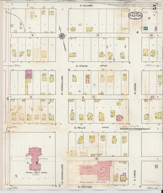 Sanborn Fire Insurance Map from Paxton, Ford County, Illinois (1932), Sheet #0005 - Historic Sanborn Fire Insurance Map Print, vintage old map wall art, antique decor, genealogy gift, Illinois Illinois map