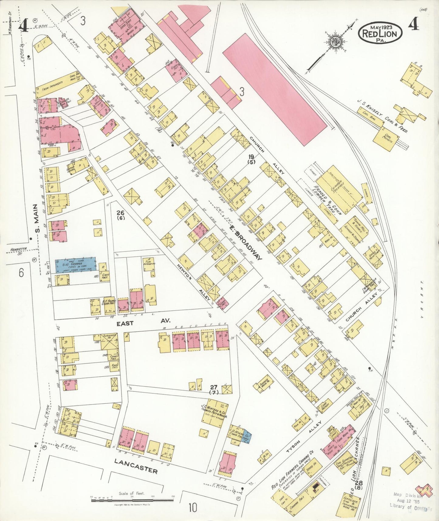 Sanborn Fire Insurance Map from Red Lion, York County, Pennsylvania (1923), Sheet #0004 - Complete Map Set gallery image, historic Sanborn map, vintage wall art, Pennsylvania Pennsylvania
