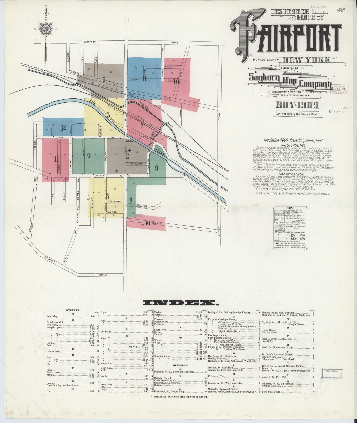 Sanborn Fire Insurance Map from Fairport, Monroe County, New York. (1909) – Historic Sanborn Fire Insurance Map Print