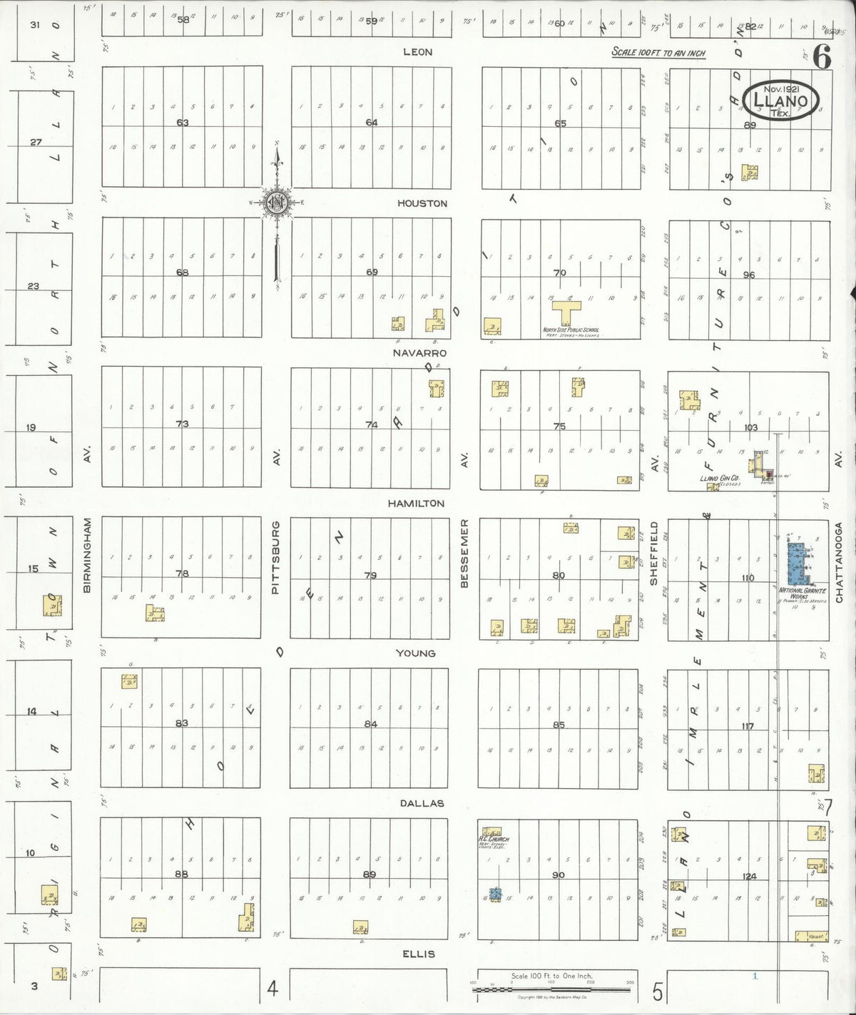Sanborn Fire Insurance Map from Llano, Llano County, Texas (1921), Sheet #0006 - Complete Map Set gallery image, historic Sanborn map, vintage wall art, Texas Texas