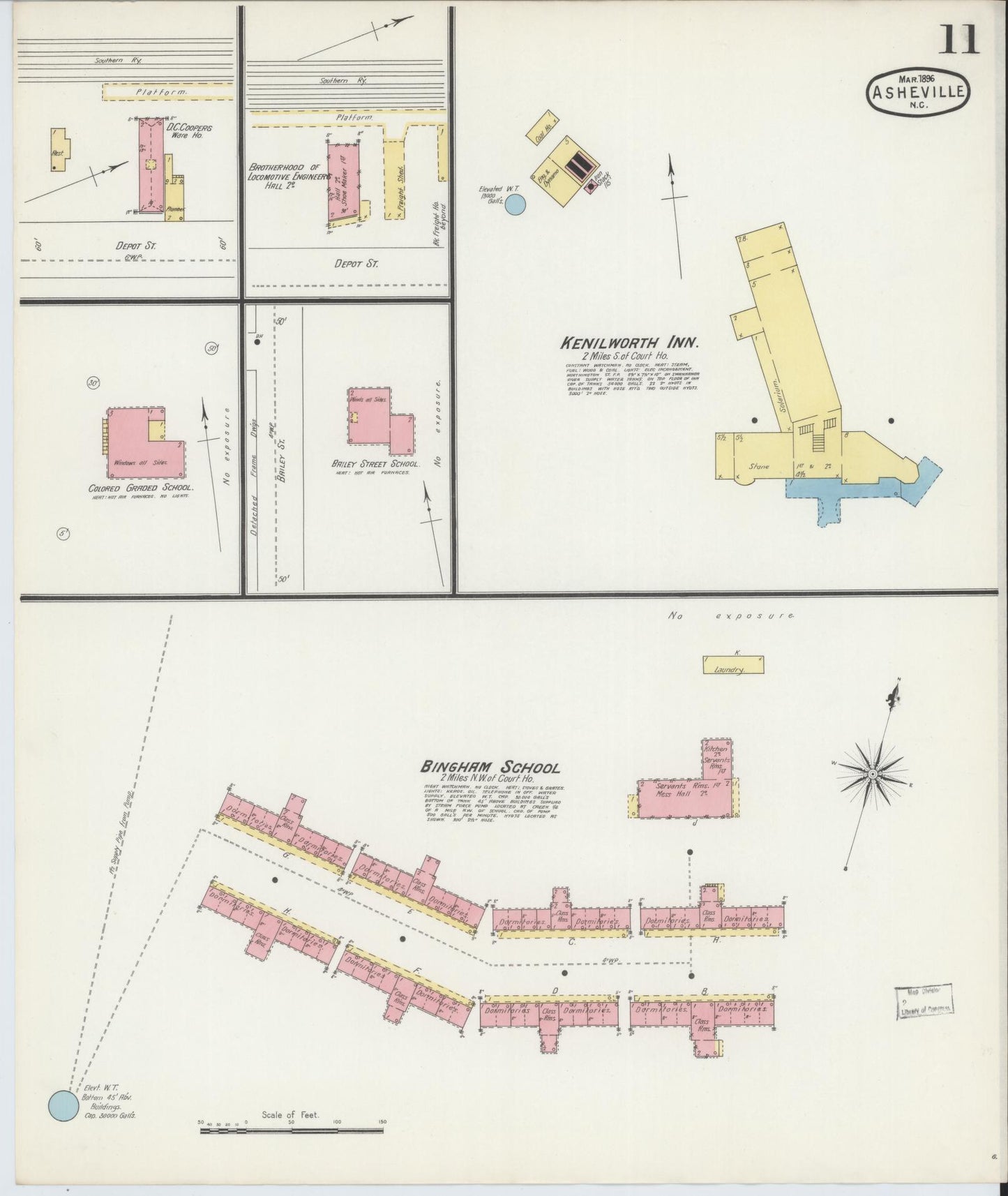 Sanborn Fire Insurance Map from Asheville, Buncombe County, North Carolina (1896), Sheet #0011 - Complete Map Set gallery image, historic Sanborn map, vintage wall art, North Carolina North Carolina