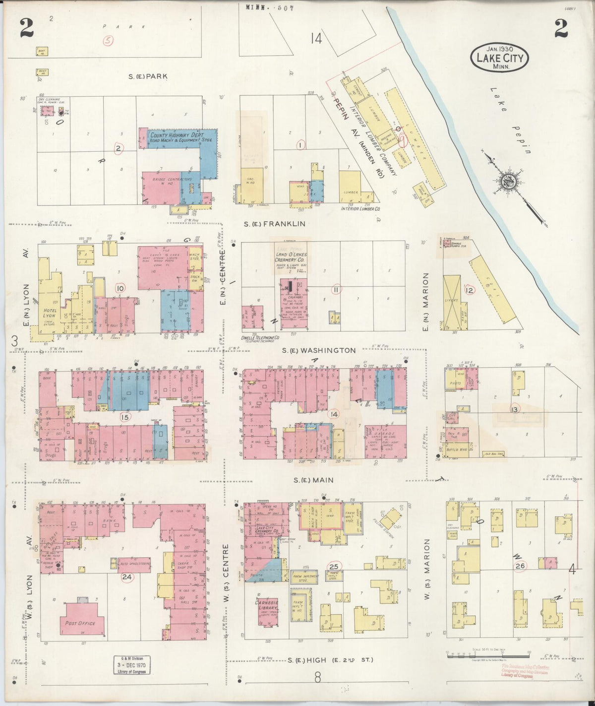 Sanborn Fire Insurance Map from Lake City, Wabasha County, Minnesota (1938), Sheet #0002 - Historic Sanborn Fire Insurance Map Print, vintage old map wall art, antique decor, genealogy gift, Minnesota Minnesota map