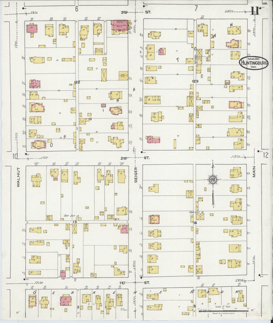 Sanborn Fire Insurance Map from Huntingburg, Dubois County, Indiana (1921), Sheet #0011 - Historic Sanborn Fire Insurance Map Print, vintage old map wall art, antique decor, genealogy gift, Indiana Indiana map