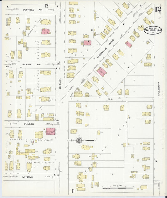 Sanborn Fire Insurance Map from Galesburg, Knox County, Illinois (1911), Sheet #0012 - Historic Sanborn Fire Insurance Map Print, vintage old map wall art, antique decor, genealogy gift, Illinois Illinois map