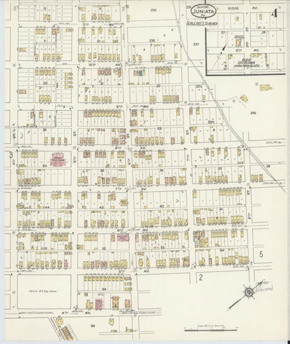 Sanborn Fire Insurance Map from Juniata, Blair County, Pennsylvania (1915), Sheet #0004 - Historic Sanborn Fire Insurance Map Print, vintage old map wall art, antique decor, genealogy gift, Pennsylvania Pennsylvania map