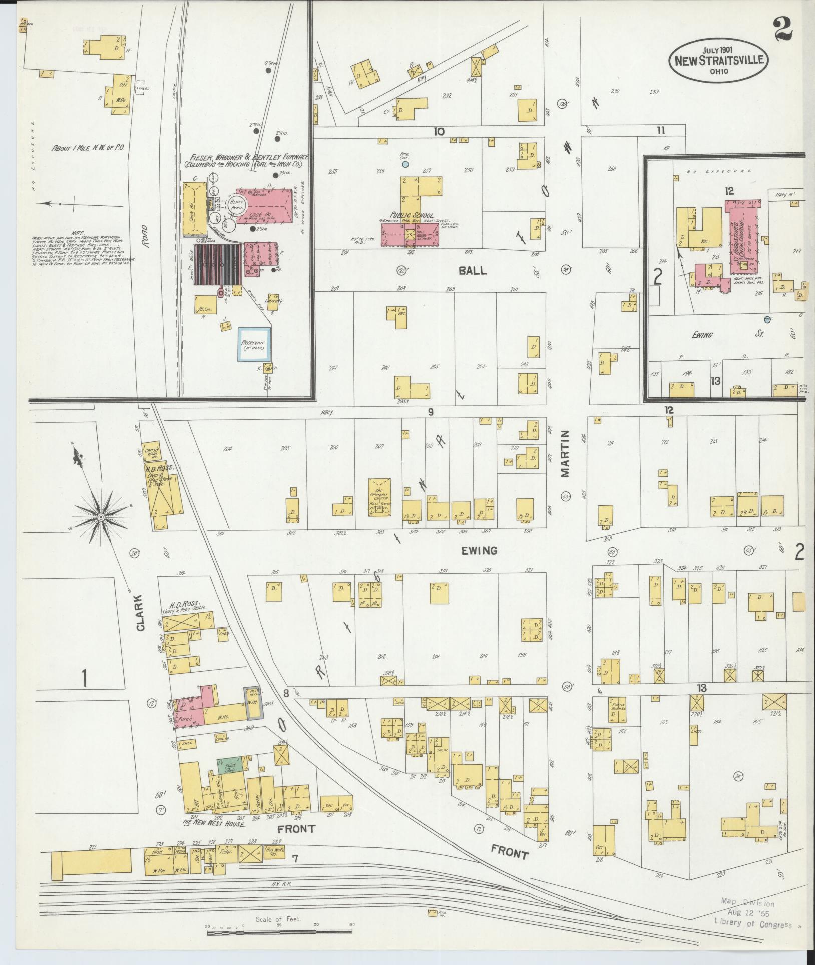 Sanborn Fire Insurance Map from New Straitsville, Perry County, Ohio (1901), Sheet #0002 - Complete Map Set gallery image, historic Sanborn map, vintage wall art, Ohio Ohio