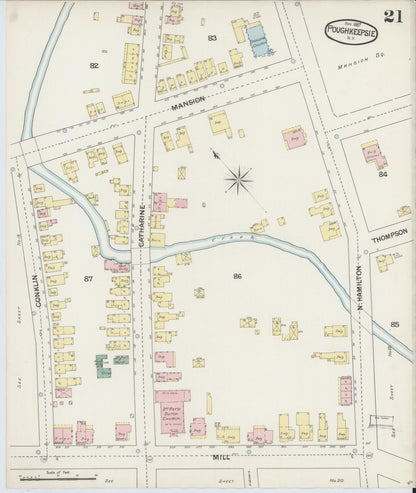 Sanborn Fire Insurance Map from Poughkeepsie, Dutchess County, New York (1887), Sheet #0021 - Complete Map Set gallery image, historic Sanborn map, vintage wall art, New York New York