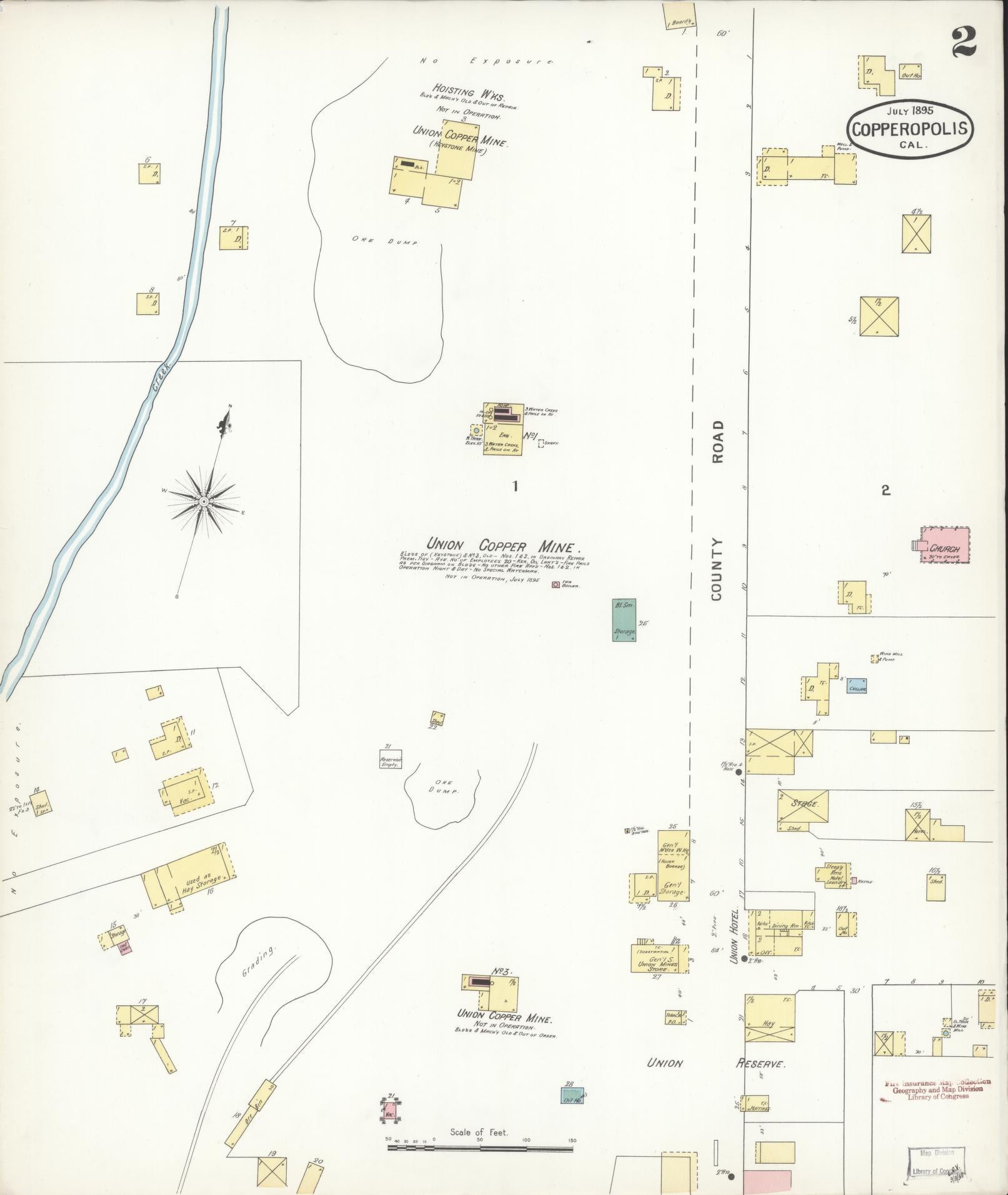 Sanborn Fire Insurance Map from Copperopolis, Calaveras County, California (1895), Sheet #0002 - Complete Map Set gallery image, historic Sanborn map, vintage wall art, California California