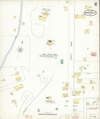 Sanborn Fire Insurance Map from Copperopolis, Calaveras County, California (1895), Sheet #0002 - Complete Map Set gallery image, historic Sanborn map, vintage wall art, California California