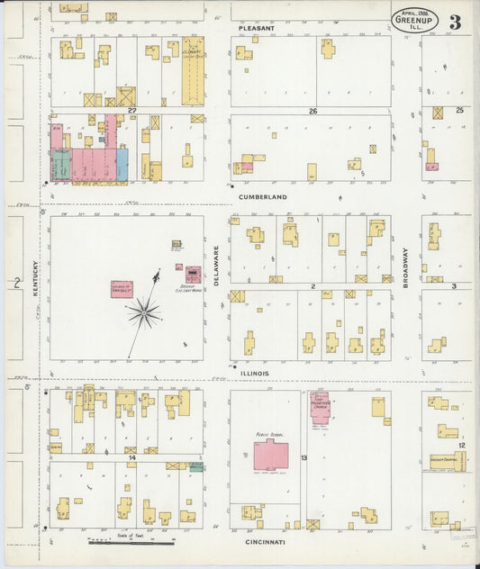 Sanborn Fire Insurance Map from Greenup, Cumberland County, Illinois (1906), Sheet #0003 - Historic Sanborn Fire Insurance Map Print, vintage old map wall art, antique decor, genealogy gift, Illinois Illinois map
