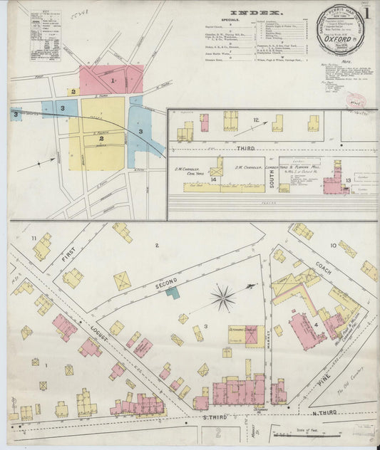 Sanborn Fire Insurance Map from Oxford, Chester County, Pennsylvania (1894), Sheet #0001 - Complete Map Set gallery image, historic Sanborn map, vintage wall art, Pennsylvania Pennsylvania