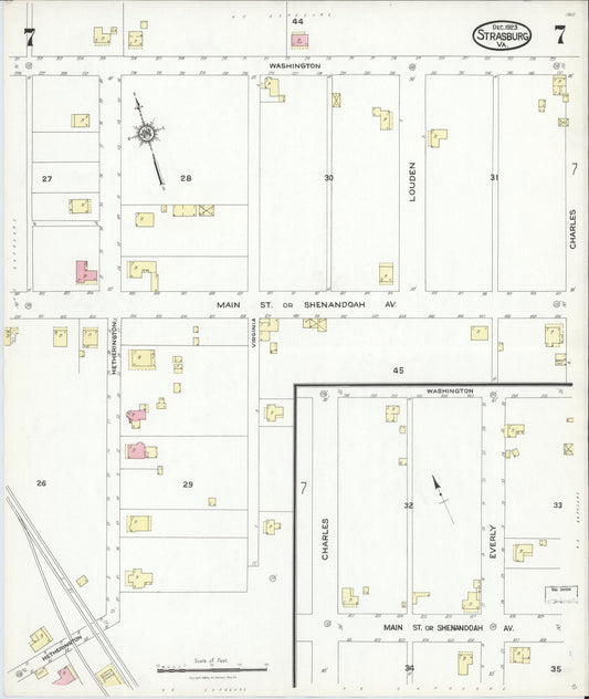 Sanborn Fire Insurance Map from Strasburg, Shenandoah County, Virginia (1923), Sheet #0007 - Historic Sanborn Fire Insurance Map Print, vintage old map wall art, antique decor, genealogy gift, Virginia Virginia map
