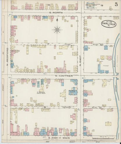 Sanborn Fire Insurance Map from Carlisle, Cumberland County, Pennsylvania (1885), Sheet #0005 - Complete Map Set gallery image, historic Sanborn map, vintage wall art, Pennsylvania Pennsylvania
