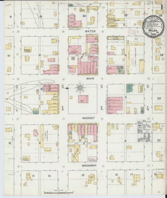 Sanborn Fire Insurance Map from Milan, Sullivan County, Missouri (1893), Sheet #0001 - Complete Map Set gallery image, historic Sanborn map, vintage wall art, Missouri Missouri