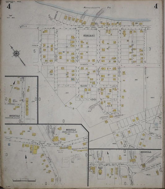 Sanborn Fire Insurance Map from Marshfield, Plymouth County, Massachusetts (1950), Sheet #0004 - Historic Sanborn Fire Insurance Map Print, vintage old map wall art, antique decor, genealogy gift, Massachusetts Massachusetts map