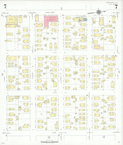 Sanborn Fire Insurance Map from Goose Creek, Harris County, Texas (1939), Sheet #0007 - Complete Map Set gallery image, historic Sanborn map, vintage wall art, Texas Texas