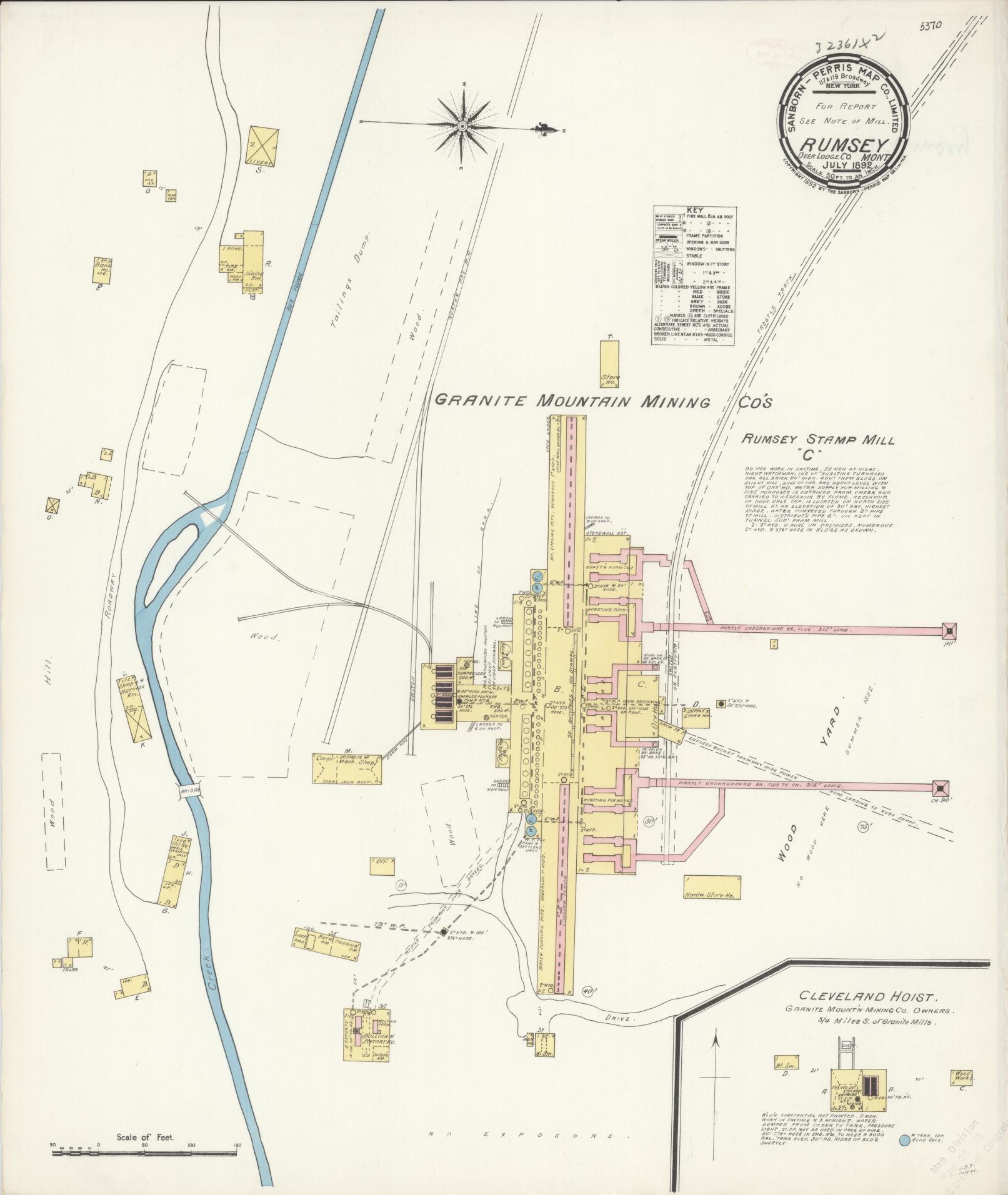 Sanborn Fire Insurance Map from Rumsey, Deer Lodge County, Montana (1892), Sheet #0001 - Historic Sanborn Fire Insurance Map Print, vintage old map wall art, antique decor, genealogy gift, Montana Montana map