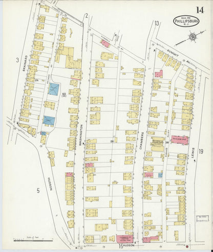 Sanborn Fire Insurance Map from Phillipsburg, Warren County, New Jersey (1916), Sheet #0014 - Complete Map Set gallery image, historic Sanborn map, vintage wall art, New Jersey New Jersey