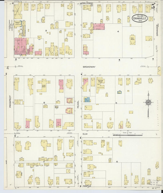 Sanborn Fire Insurance Map from Granville, Licking County, Ohio (1913), Sheet #0005 - Historic Sanborn Fire Insurance Map Print, vintage old map wall art, antique decor, genealogy gift, Ohio Ohio map