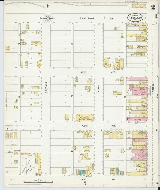 Sanborn Fire Insurance Map from Aberdeen, Brown County, South Dakota (1898), Sheet #0002 - Historic Sanborn Fire Insurance Map Print, vintage old map wall art, antique decor, genealogy gift, South Dakota South Dakota map