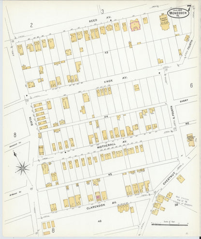 Sanborn Fire Insurance Map from Monessen, Westmoreland County, Pennsylvania (1908), Sheet #0007 - Complete Map Set gallery image, historic Sanborn map, vintage wall art, Pennsylvania Pennsylvania