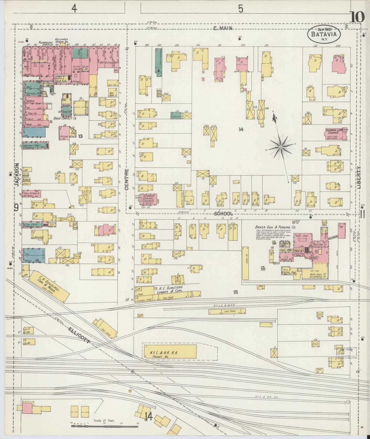 Sanborn Fire Insurance Map from Batavia, Genesee County, New York (1901), Sheet #0010 - Historic Sanborn Fire Insurance Map Print, vintage old map wall art, antique decor, genealogy gift, New York New York map