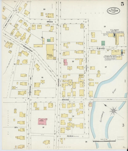 Sanborn Fire Insurance Map from Putnam, Windham County, Connecticut (1897), Sheet #0005 - Complete Map Set gallery image, historic Sanborn map, vintage wall art, Connecticut Connecticut
