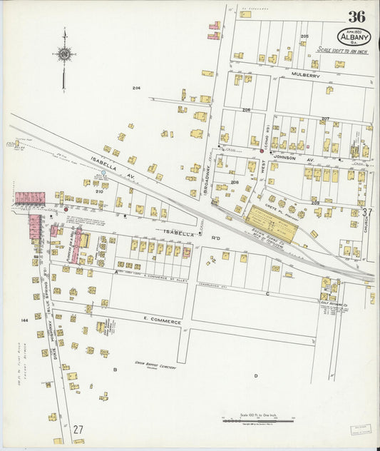 Sanborn Fire Insurance Map from Albany, Dougherty County, Georgia (1920), Sheet #0036 - Historic Sanborn Fire Insurance Map Print, vintage old map wall art, antique decor, genealogy gift, Georgia Georgia map