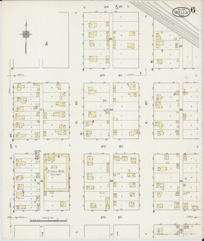 Sanborn Fire Insurance Map from Wells, Faribault County, Minnesota (1914), Sheet #0006 - Historic Sanborn Fire Insurance Map Print, vintage old map wall art, antique decor, genealogy gift, Minnesota Minnesota map