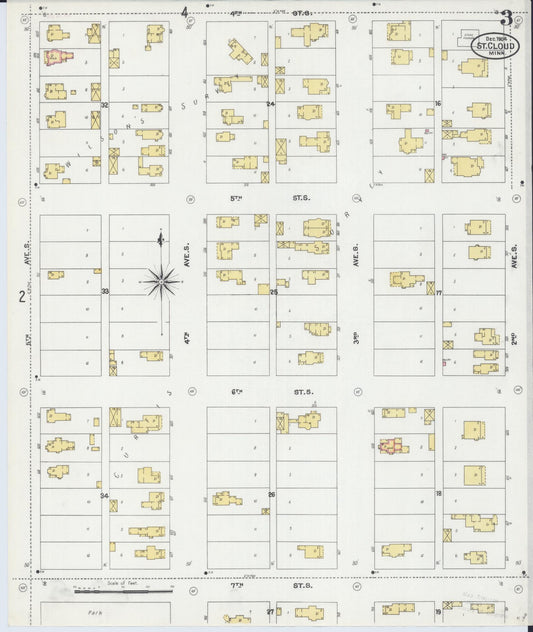 Sanborn Fire Insurance Map from Saint Cloud, Stearns, Benton, and Sherburne Counties, Minnesota (1904), Sheet #0003 - Historic Sanborn Fire Insurance Map Print, vintage old map wall art, antique decor, genealogy gift, Minnesota Minnesota map