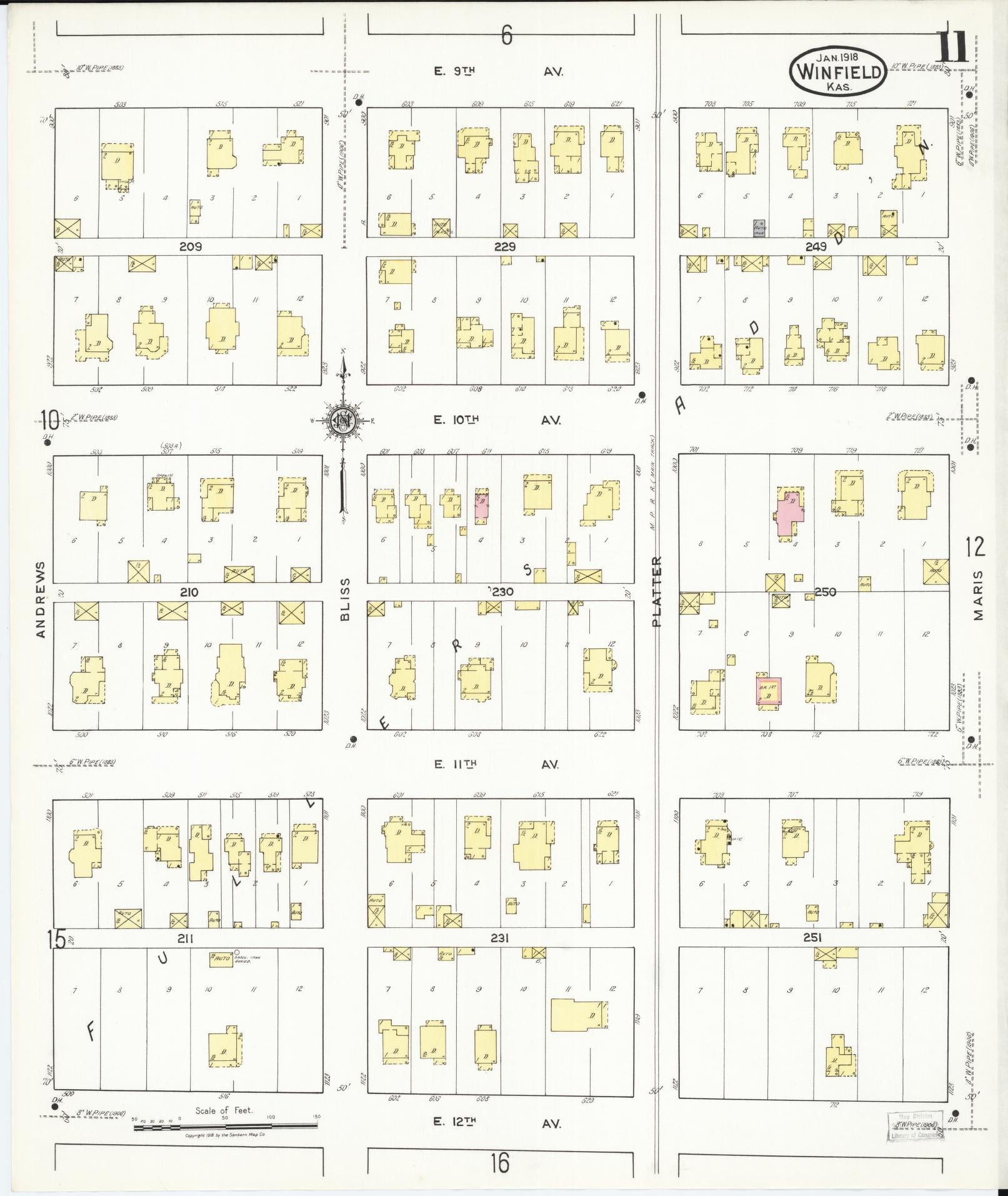 Sanborn Fire Insurance Map from Winfield, Cowley County, Kansas (1918), Sheet #0011 - Complete Map Set gallery image, historic Sanborn map, vintage wall art, Kansas Kansas