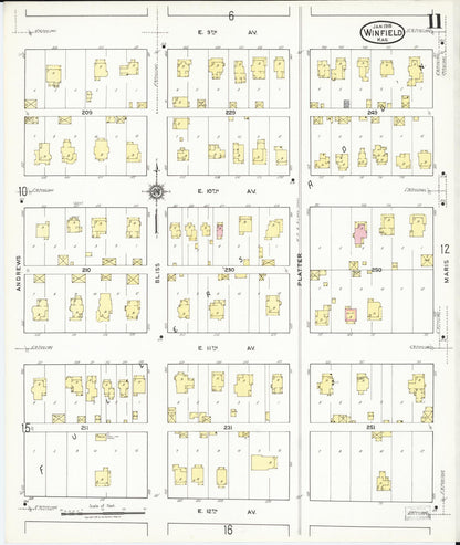 Sanborn Fire Insurance Map from Winfield, Cowley County, Kansas (1918), Sheet #0011 - Complete Map Set gallery image, historic Sanborn map, vintage wall art, Kansas Kansas