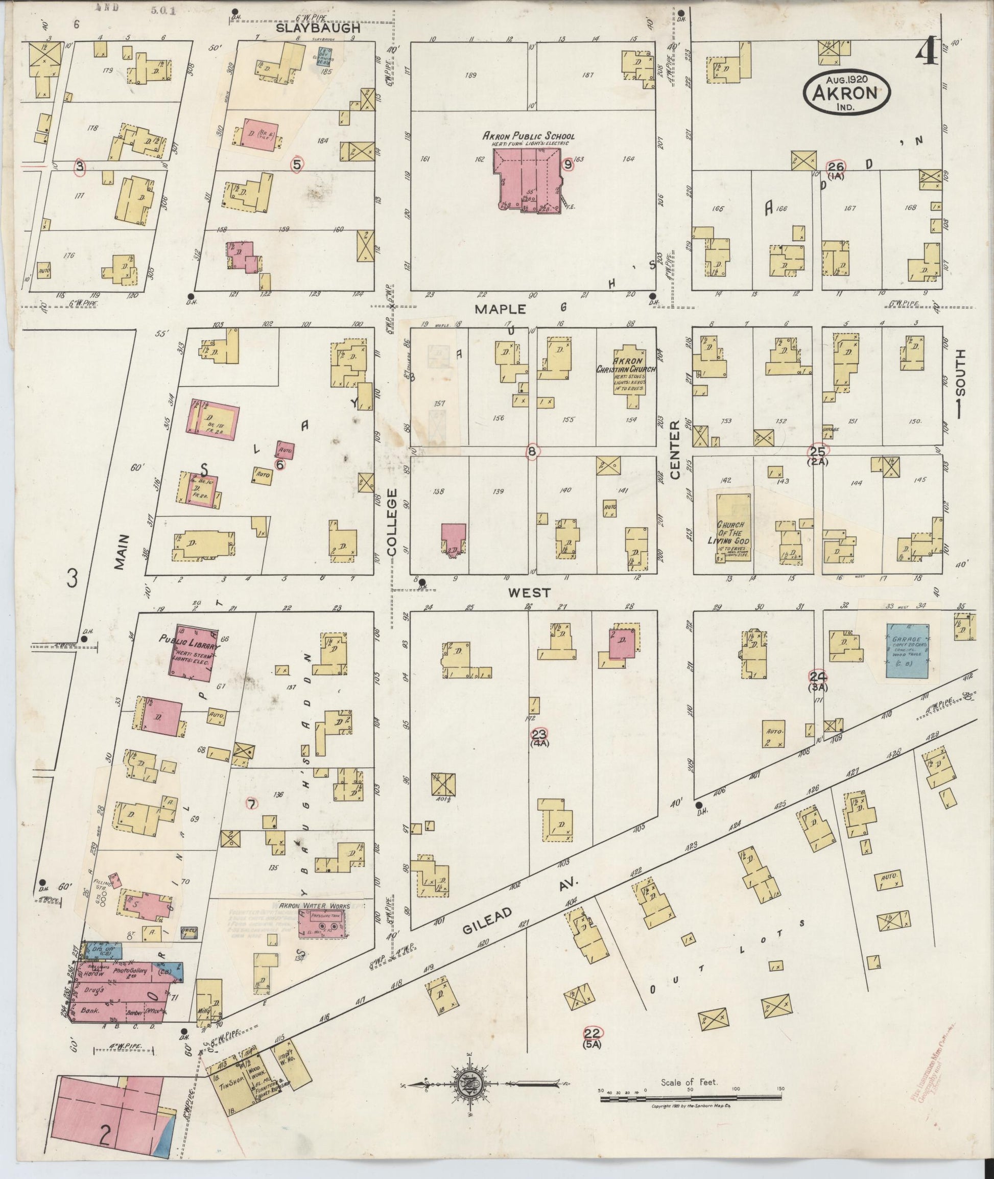 Sanborn Fire Insurance Map from Akron, Fulton County, Indiana (1932), Sheet #0004 - Complete Map Set gallery image, historic Sanborn map, vintage wall art, Indiana Indiana