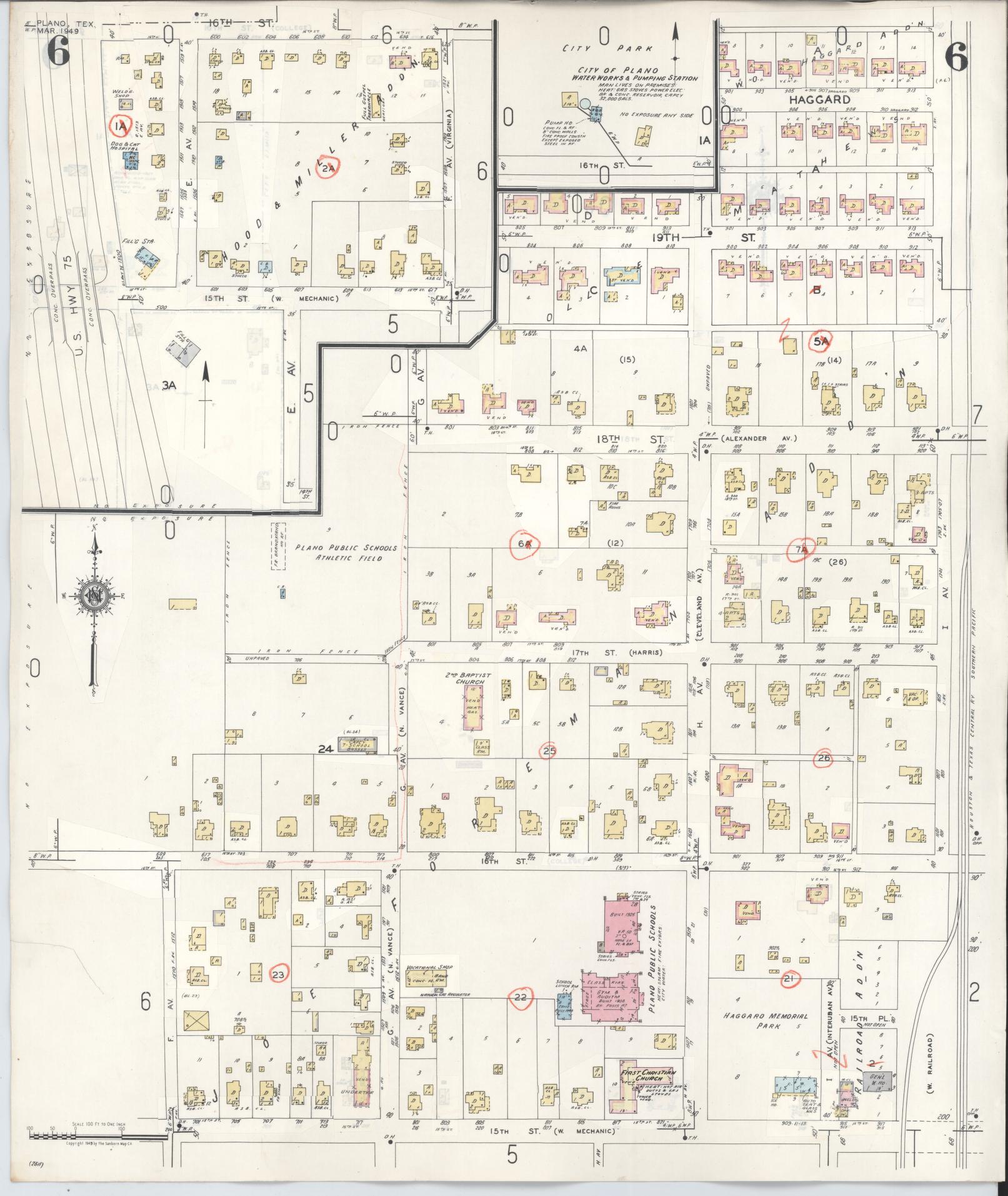 Sanborn Fire Insurance Map from Plano, Collin County, Texas (1961), Sheet #0006 - Historic Sanborn Fire Insurance Map Print, vintage old map wall art, antique decor, genealogy gift, Texas Texas map