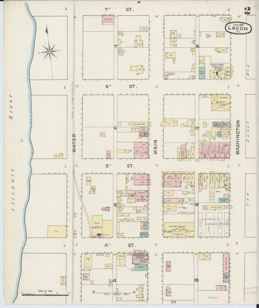 Sanborn Fire Insurance Map from Lacon, Marshall County, Illinois (1888), Sheet #0002 - Historic Sanborn Fire Insurance Map Print, vintage old map wall art, antique decor, genealogy gift, Illinois Illinois map