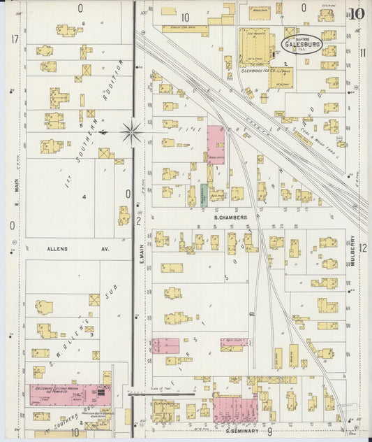 Sanborn Fire Insurance Map from Galesburg, Knox County, Illinois (1898), Sheet #0010 - Historic Sanborn Fire Insurance Map Print, vintage old map wall art, antique decor, genealogy gift, Illinois Illinois map