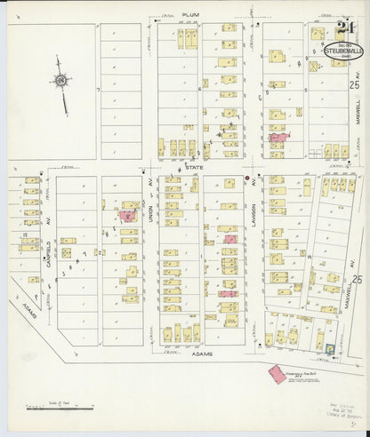Sanborn Fire Insurance Map from Steubenville, Jefferson County, Ohio (1913), Sheet #0024 - Complete Map Set gallery image, historic Sanborn map, vintage wall art, Ohio Ohio