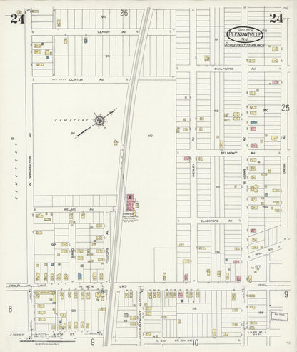 Sanborn Fire Insurance Map from Pleasantville, Atlantic County, New Jersey (1924), Sheet #0024 - Complete Map Set gallery image, historic Sanborn map, vintage wall art, New Jersey New Jersey