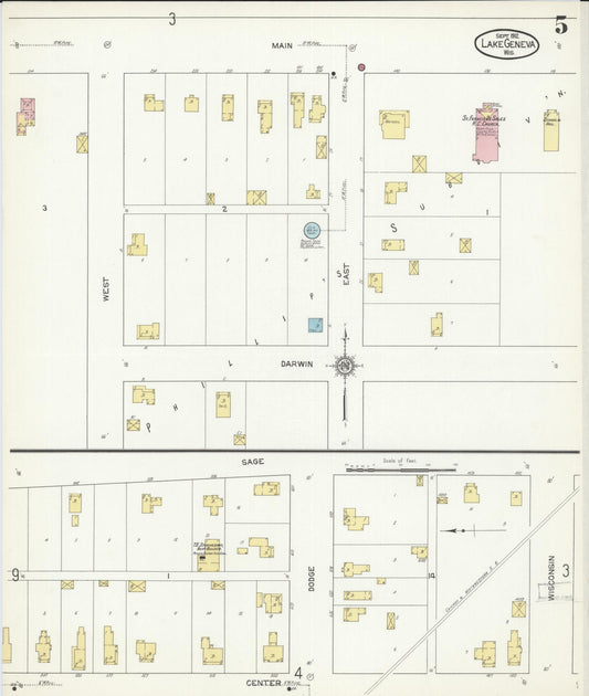 Sanborn Fire Insurance Map from Lake Geneva, Walworth County, Wisconsin (1912), Sheet #0005 - Historic Sanborn Fire Insurance Map Print, vintage old map wall art, antique decor, genealogy gift, Wisconsin Wisconsin map
