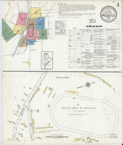 Sanborn Fire Insurance Map from Presque Isle, Aroostook County, Maine (1917), Sheet #0001 - Complete Map Set gallery image, historic Sanborn map, vintage wall art, Maine Maine